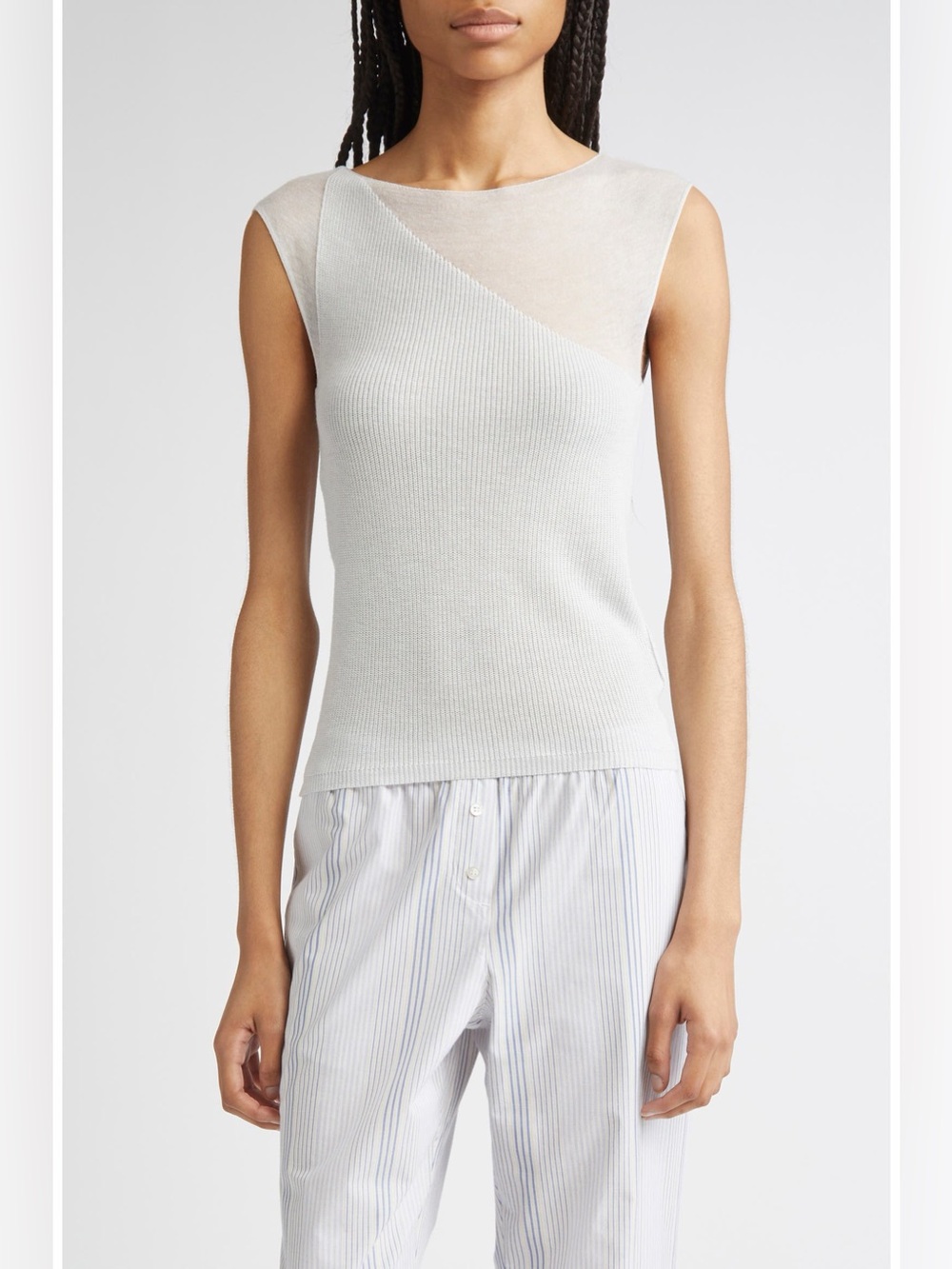 Paloma Wool Nomel Sheer Panel Sleeveless Sweater Gray Size M NWOT
